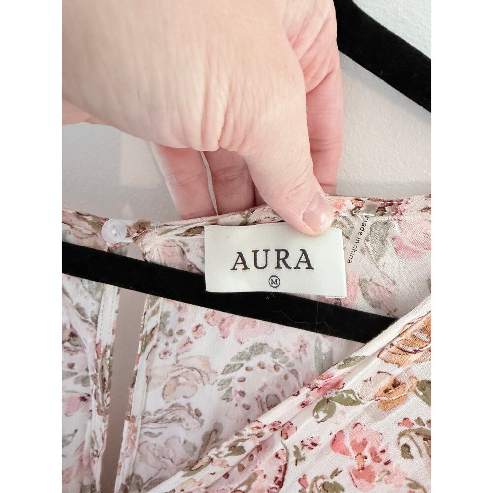 Aura Boho Maxi Dress in a cream and peach paisley floral pattern-Size M - Picture 13 of 13